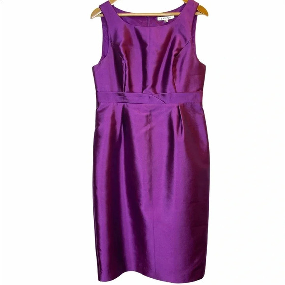 L.K. Bennett Silk Wool Purple Shift Sheath Dress - Picture 1 of 16